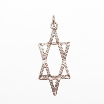 925 Sterling Silver Vintage Star of David Charm Pendant