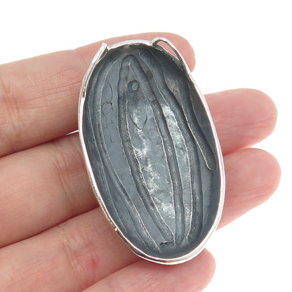 925 Sterling Silver Vintage Modernist Dome Oxidized Pendant