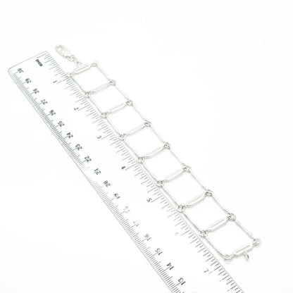 925 Sterling Silver Vintage Fence Link Bracelet 7"