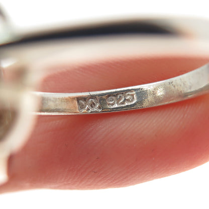 925 Sterling Silver Vintage Heart-Cut C Z Modernist Ring Size 7.25