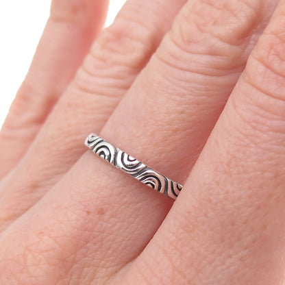 SX Sally C 925 Sterling Silver Vintage Seigaiha-Style Band Ring Size 7.25