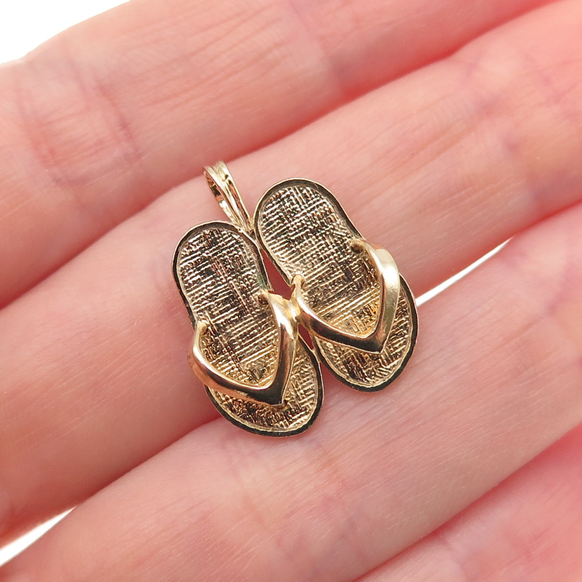 925 Sterling Silver Gold Plated Sandals 3D Charm Pendant