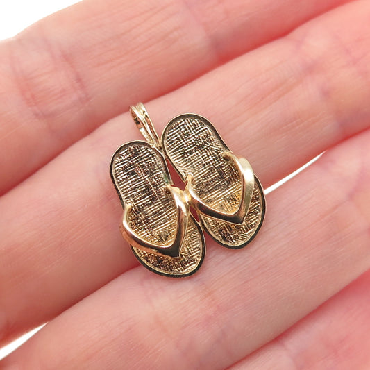 925 Sterling Silver Gold Plated Sandals 3D Charm Pendant
