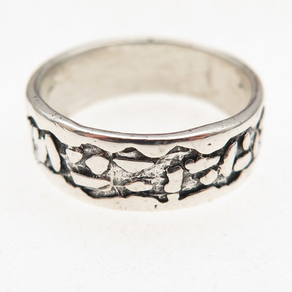 Bell Trading Post 925 Sterling Silver Vintage Nugget Oxidized Band Ring Size 8
