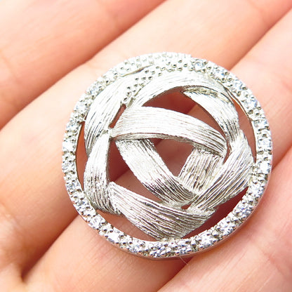 925 Sterling Silver C Z Modernist Textured Slide Pendant