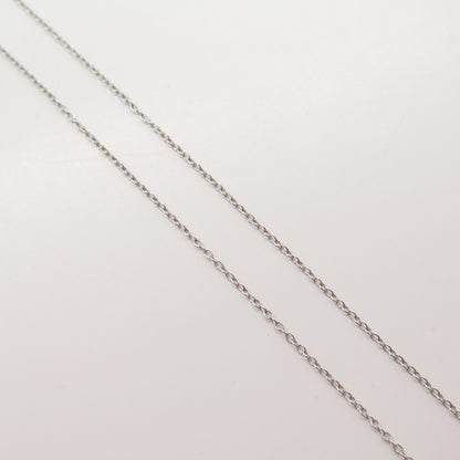 925 Sterling Silver Heng Ngai Real Diamond MOM Heart Rolo Chain Necklace 15"