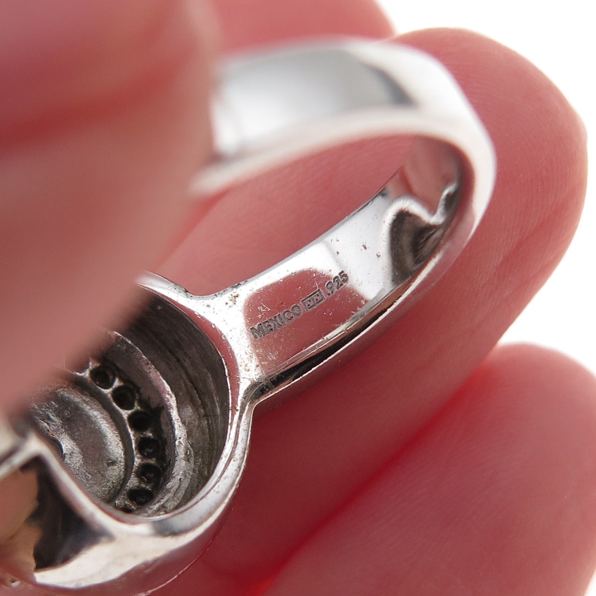 925 Sterling Silver Mexico Real Diamond Wheel of Fortune Ring Size 7.25