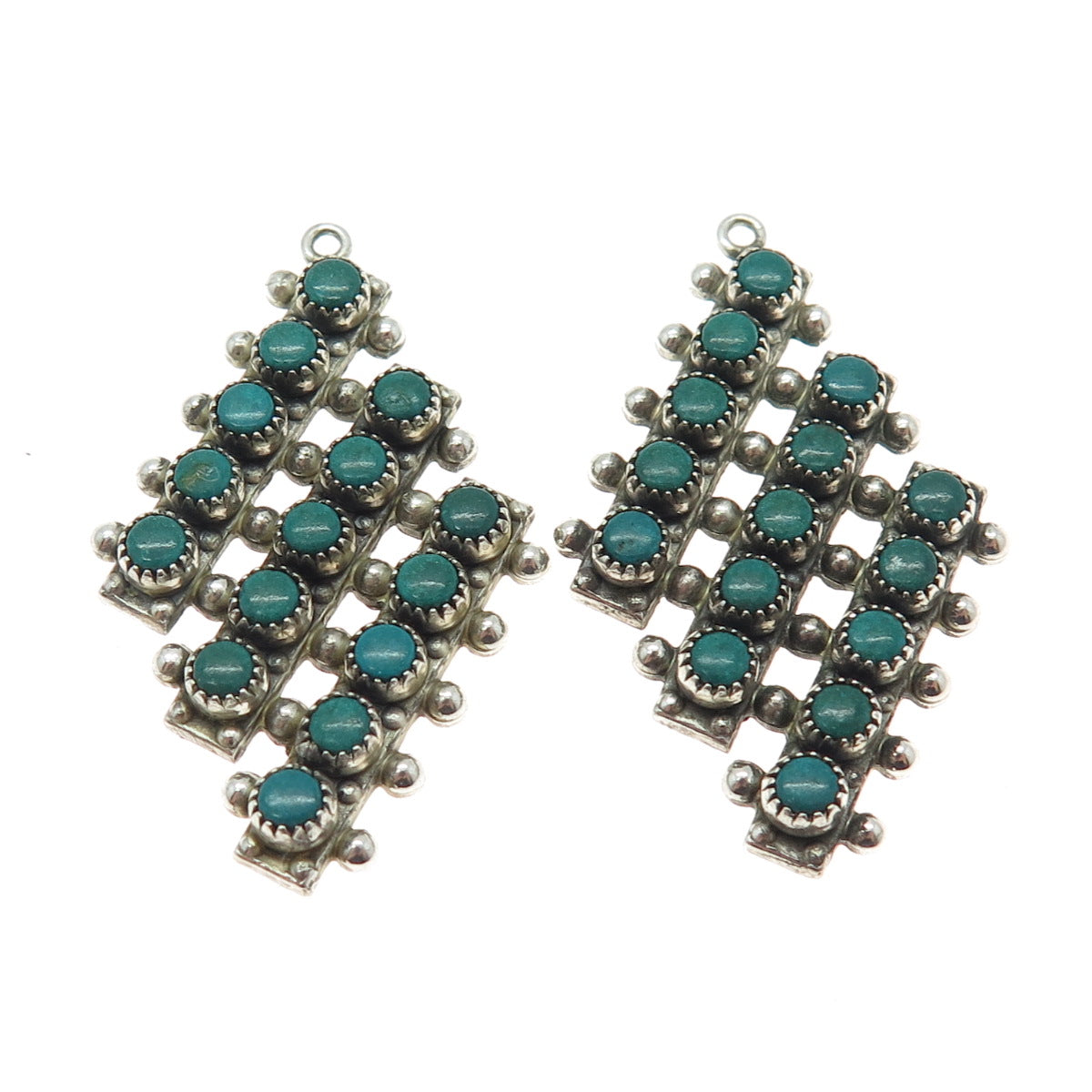 Old Pawn 925 Sterling Vintage Southwestern Turquoise Snake Eye Jacket Earrings