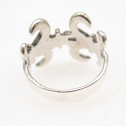 925 Sterling Silver Vintage Fleur de Lis Oxidized Ring Size 11.5