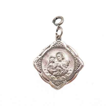 925 Sterling Silver Antique Art Deco St. Joseph Spring Ring Clasp Charm Pendant