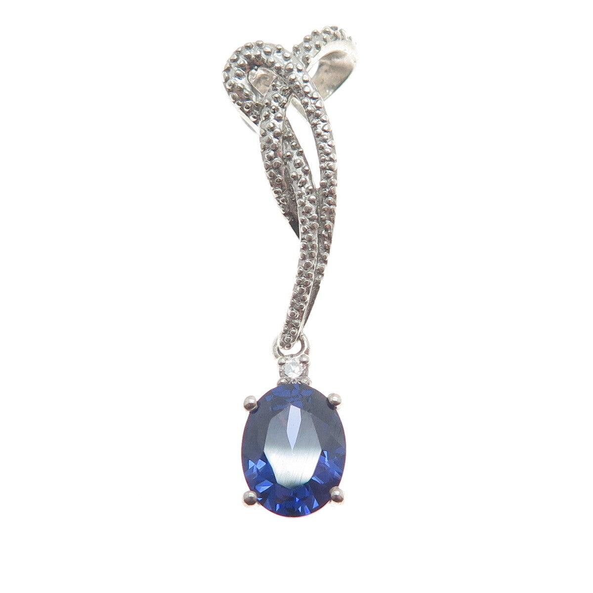 925 Sterling Silver White & Blue C Z Journey Slide Pendant