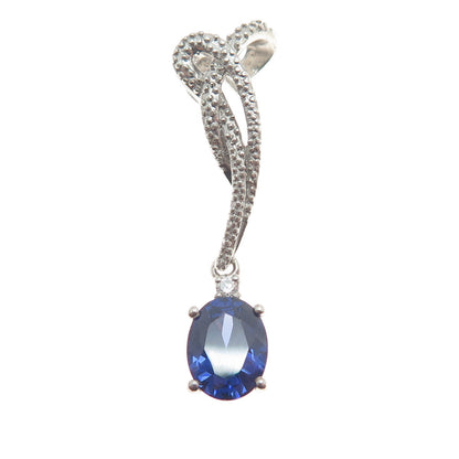 925 Sterling Silver White & Blue C Z Journey Slide Pendant