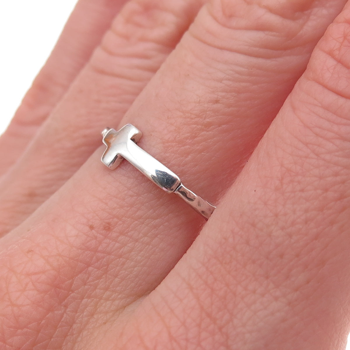 Silpada 925 Sterling Silver Vintage Cross Hammered Oxidized Ring Size 8.25