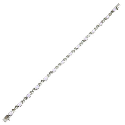 MICHELLE ALBALA 925 Sterling Silver Vintage Amethyst Swirl Link Bracelet 7.25"