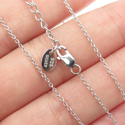 925 Sterling Silver Pave C Z Pigeon Bird Pendant Rolo Chain Necklace 18"