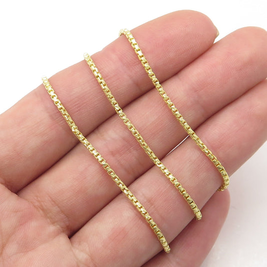 925 Sterling Silver Gold Plated Round Box Chain Necklace 16"