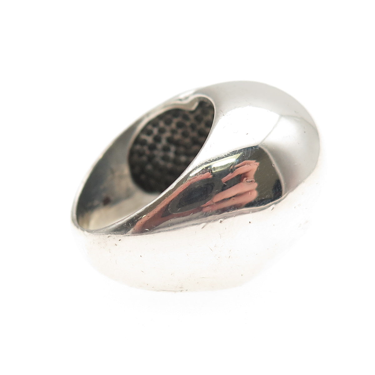 Silver Fox 925 Sterling Vintage Modernist Oxidized Dome Ring Size 6