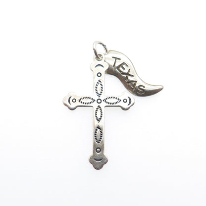 WHEELER MFG CO. Old Pawn 925 Sterling Silver Vintage Texas Cross Charm Pendant