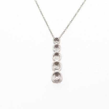 925 Sterling Silver Round-Cut C Z Graduated Drop Cable Chain Necklace 18"