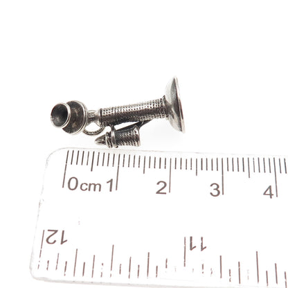 Danecraft 925 Sterling Silver Antique Art Deco Candlestick Phone 3D Mini Pendant