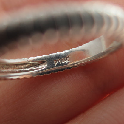 14K Gold 925 Sterling Silver Vintage Real Princess-Cut Blue Topaz Ring Size 5.75