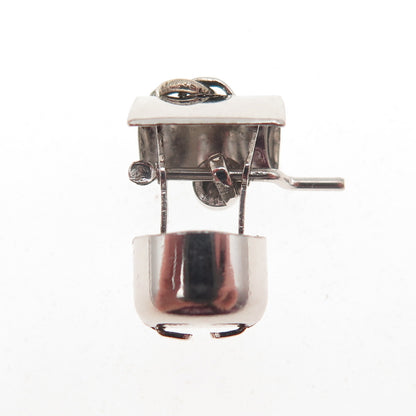 925 Sterling Silver Antique Art Deco Water Well 3D Mini Charm Pendant