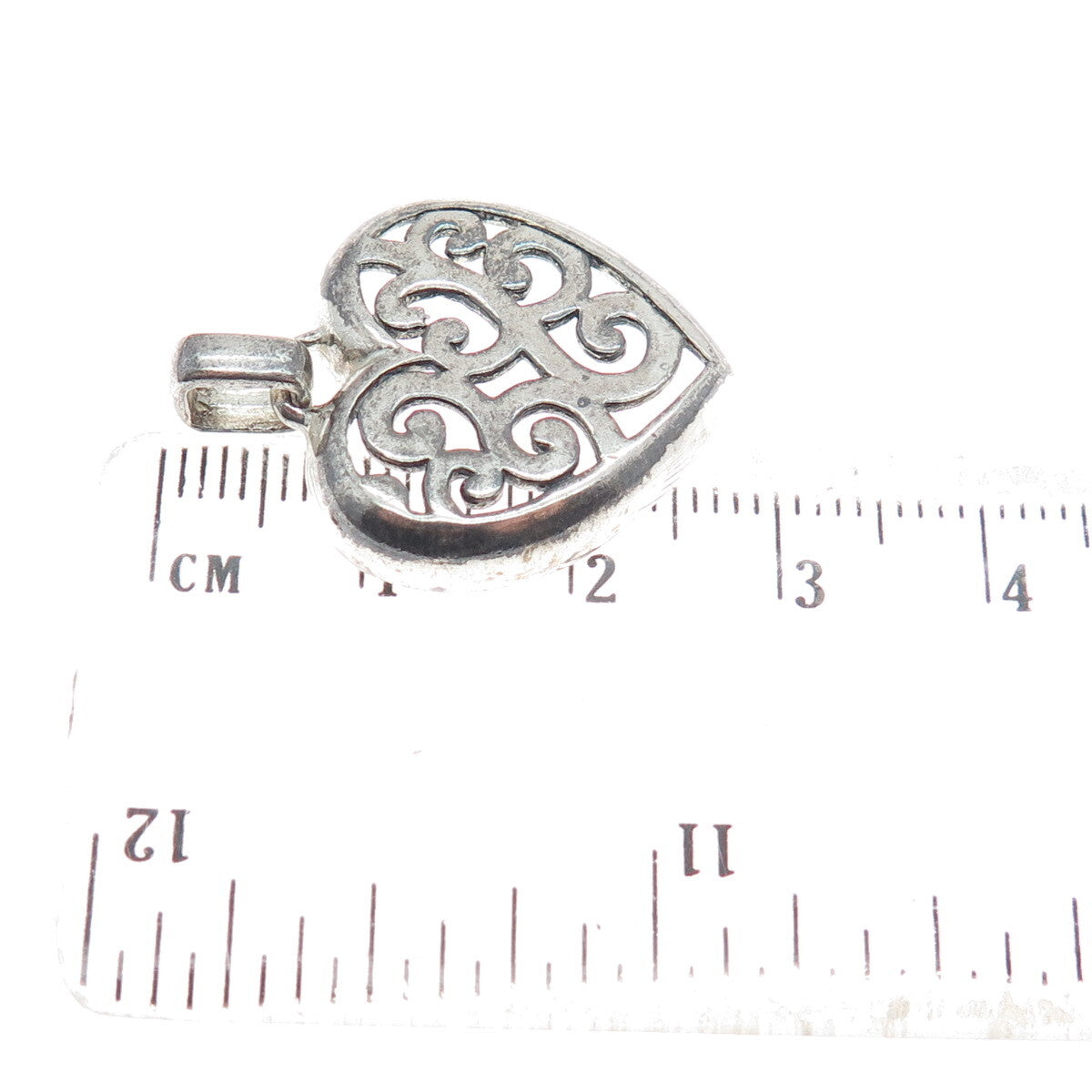 MARK WASSERMAN SAMARA 925 Sterling Silver Vintage Swirl Heart Pendant