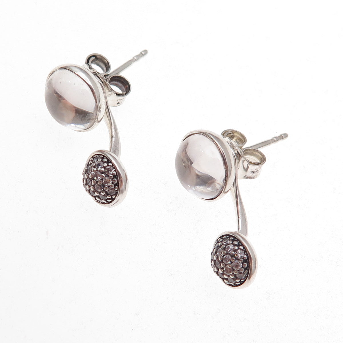 Pandora Sterling Silver C Z Dazzling Poetic Droplets Interchangeable Earrings