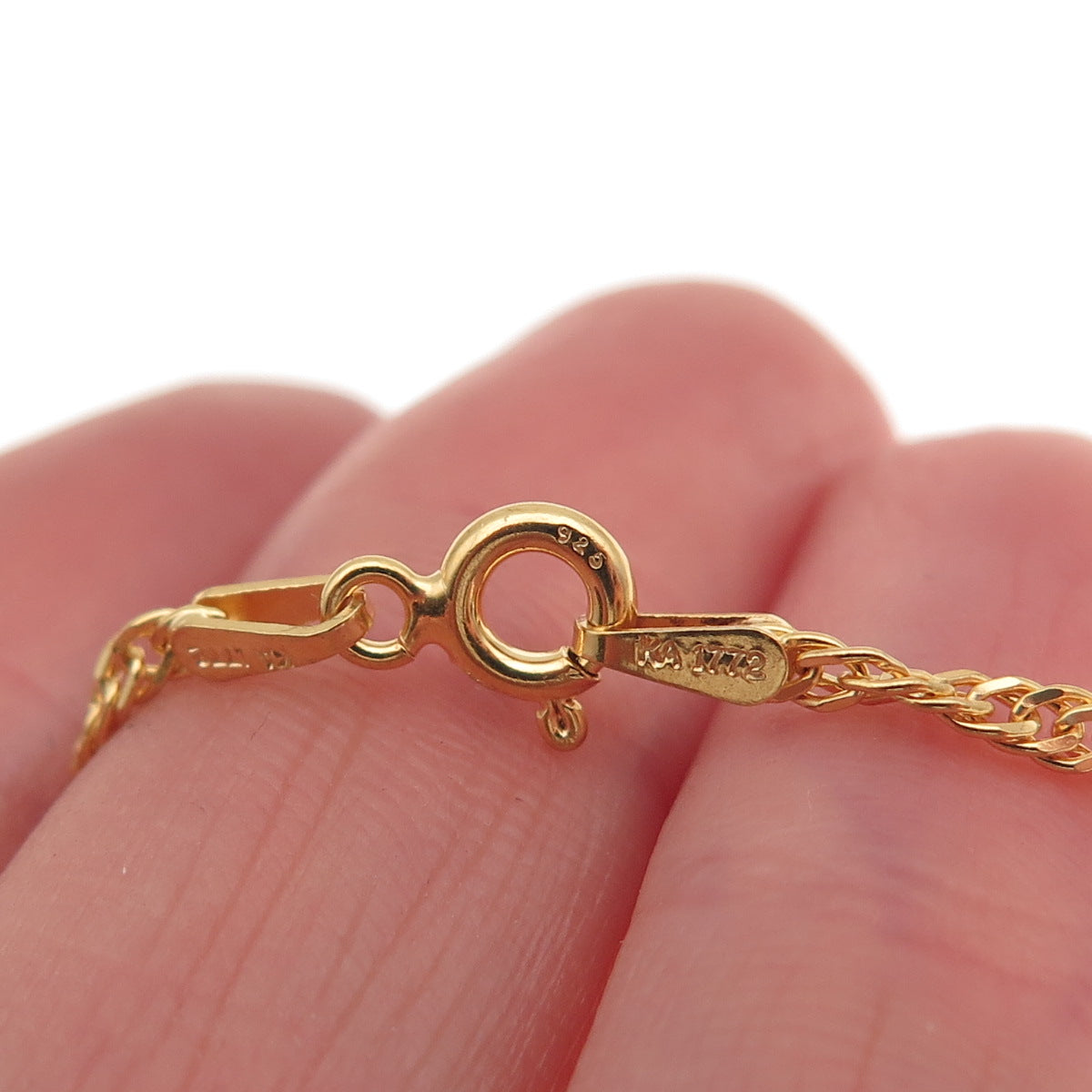 Karizia Spa KA-1772 925 Sterling Gold Plated Italy Singapore Chain Necklace 28"