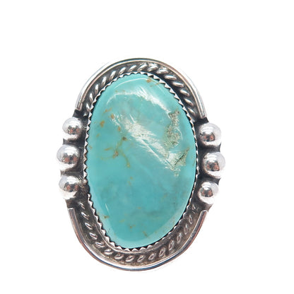 Erwin Tobler Navajo Old Pawn 925 Sterling Silver Vintage Turquoise Ring Size 11