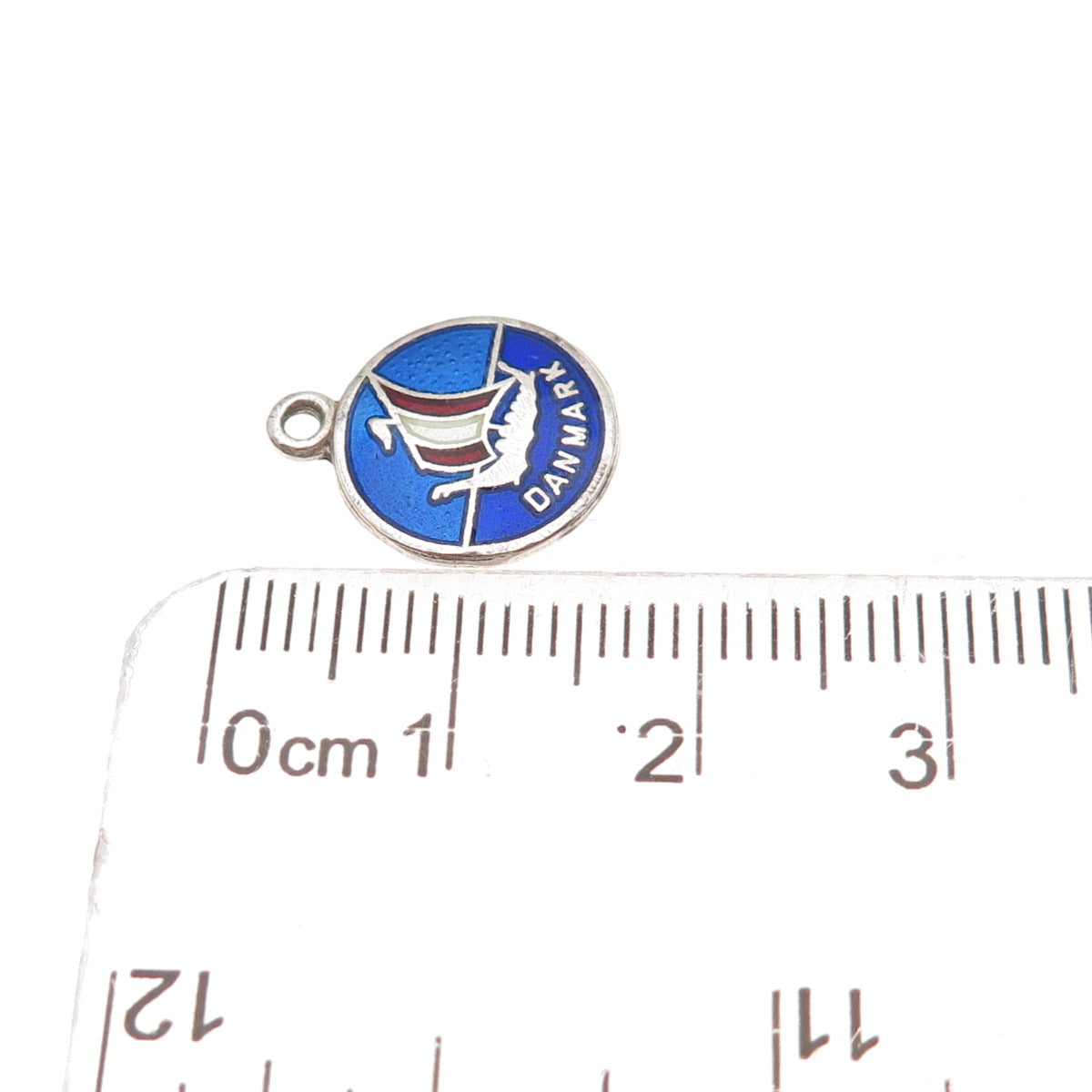 Viscandia Schomacker Sterling Silver Vintage Denmark Enamel Ship Charm Pendant