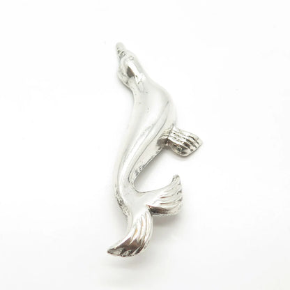 925 Sterling Silver Antique Art Deco Fur Seal Pin Brooch