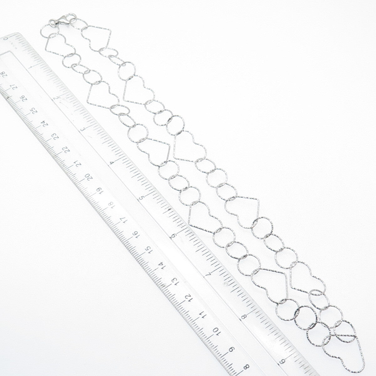 925 Sterling Silver Diamond-Cut Circle & Heart Chain Necklace 20"