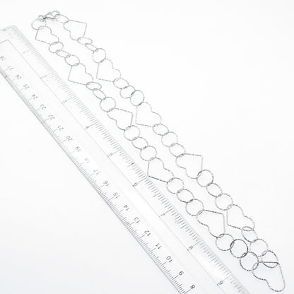 925 Sterling Silver Diamond-Cut Circle & Heart Chain Necklace 20"
