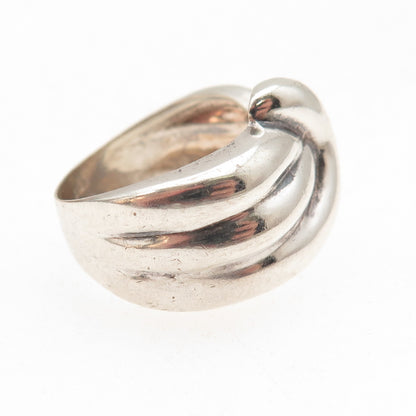 925 Sterling Silver Vintage Modernist Oxidized Ring Size 6.75