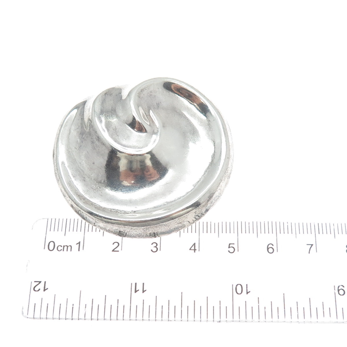 925 Sterling Silver Vintage Mexico Modernist Seashell Pin Brooch / Pendant