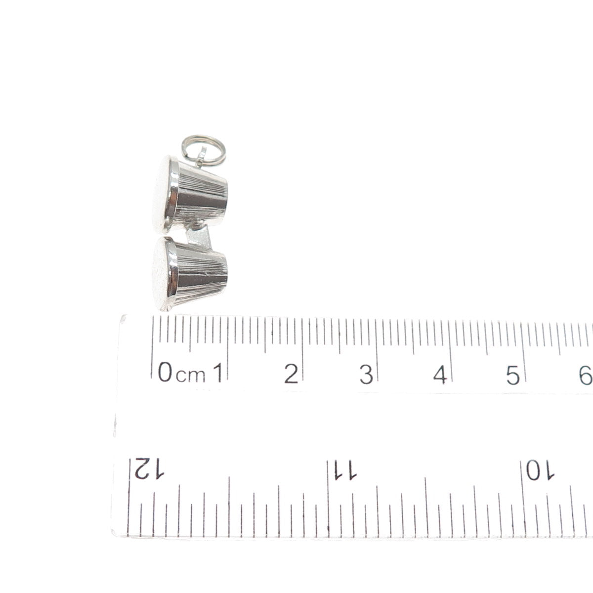 925 Sterling Silver Vintage Bongos Drums Minimalist 3D Charm Pendant