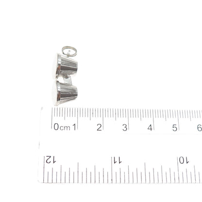 925 Sterling Silver Vintage Bongos Drums Minimalist 3D Charm Pendant