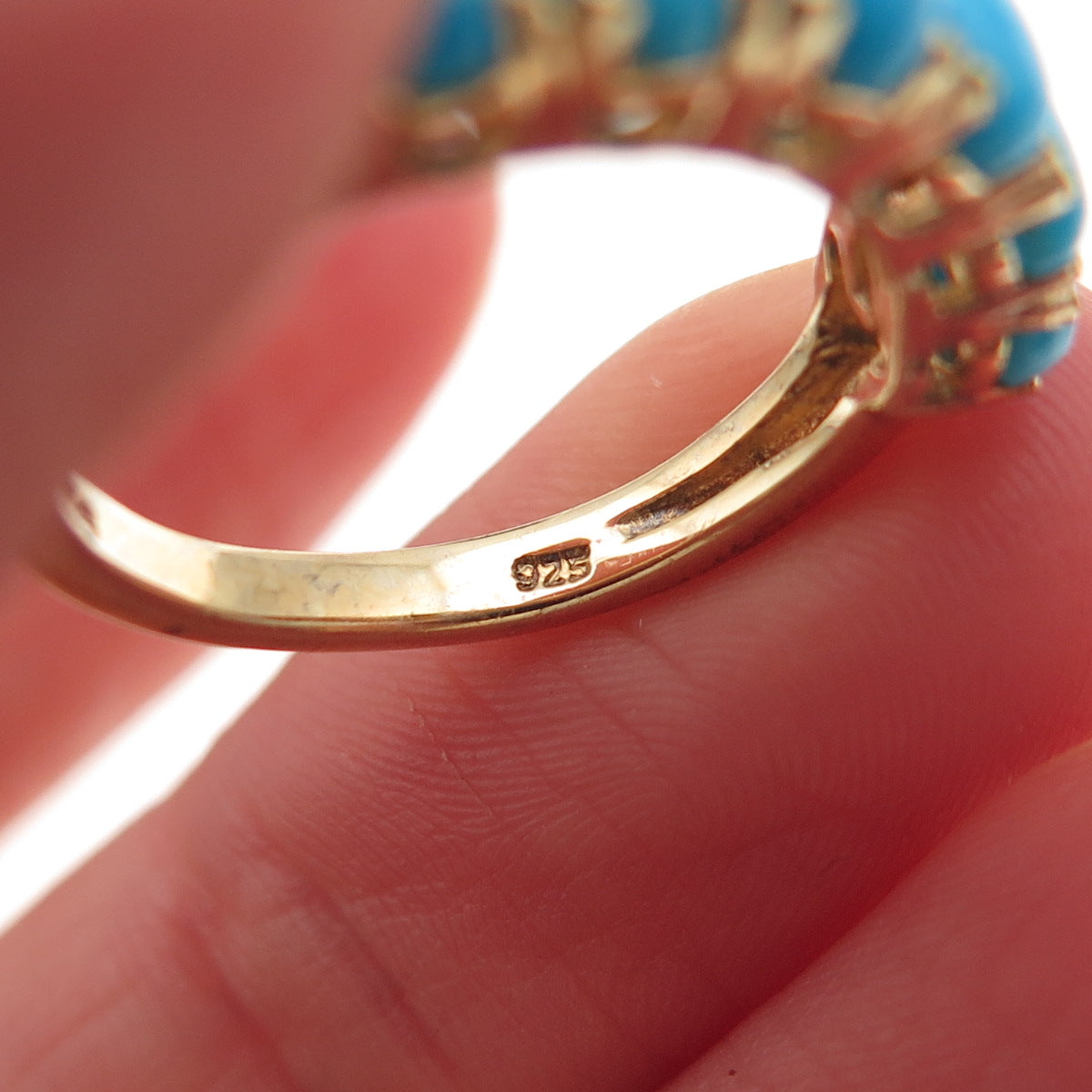 Chuck Clemency Sterling Gold Plated Real Sleeping Beauty Turquoise Ring Size 5