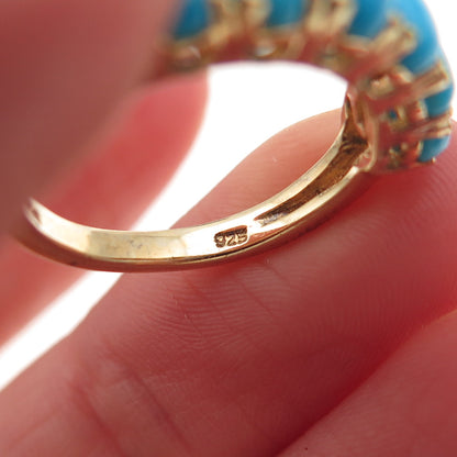 Chuck Clemency Sterling Gold Plated Real Sleeping Beauty Turquoise Ring Size 5