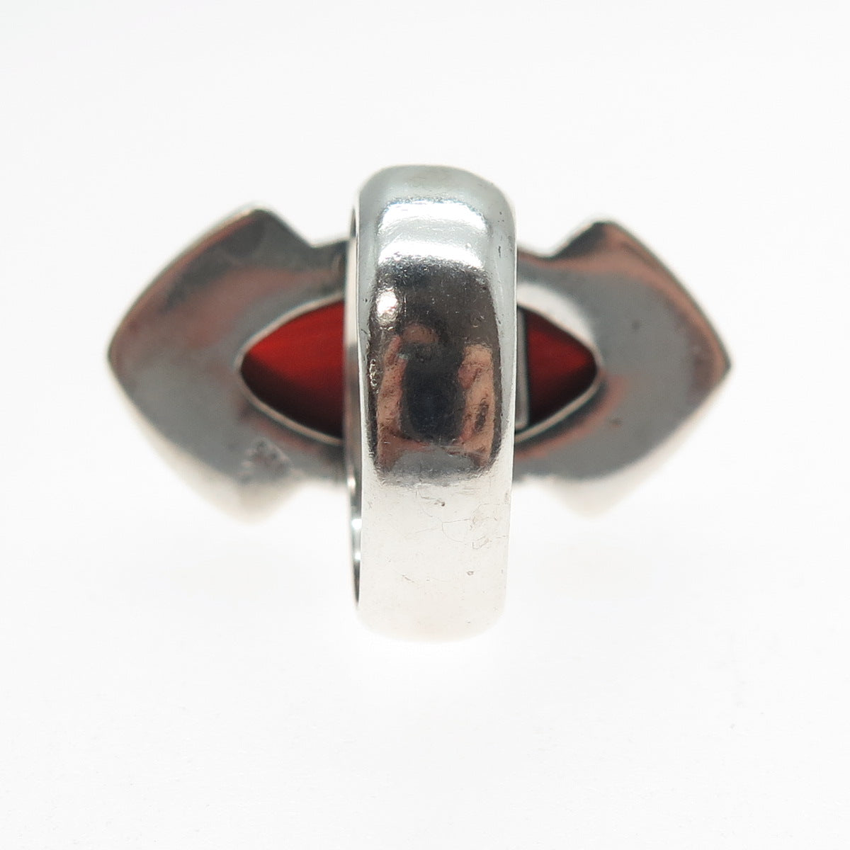 925 Sterling Silver Vintage Real Agate Modernist Ring Size 8.75