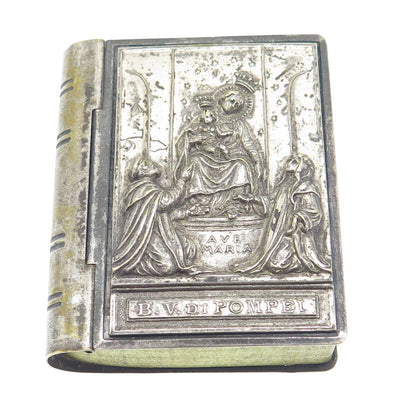 Antique Victorian 2-Tone Ave Maria B.V. Di Pompei Rosary Book Box
