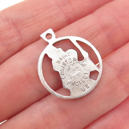 Chapel 925 Sterling Silver Vintage St. Christopher Charm Pendant