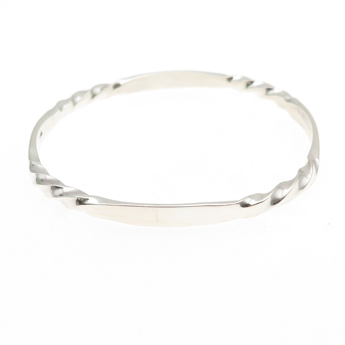 925 Sterling Silver Vintage Modernist Twisted Bangle Bracelet 7.75"