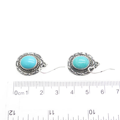 M. SILVERSMITH Old Pawn 925 Sterling Silver Vintage Turquoise Tribal Earrings