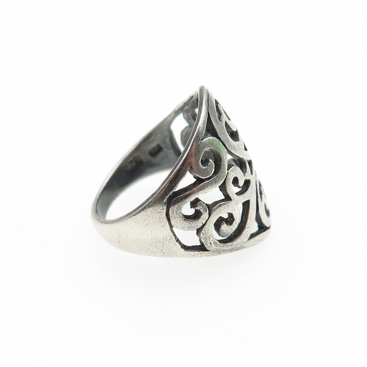 CHARLES WINSTON 925 Sterling Silver Vintage Modernist Swirl Oxidized Ring Size 5