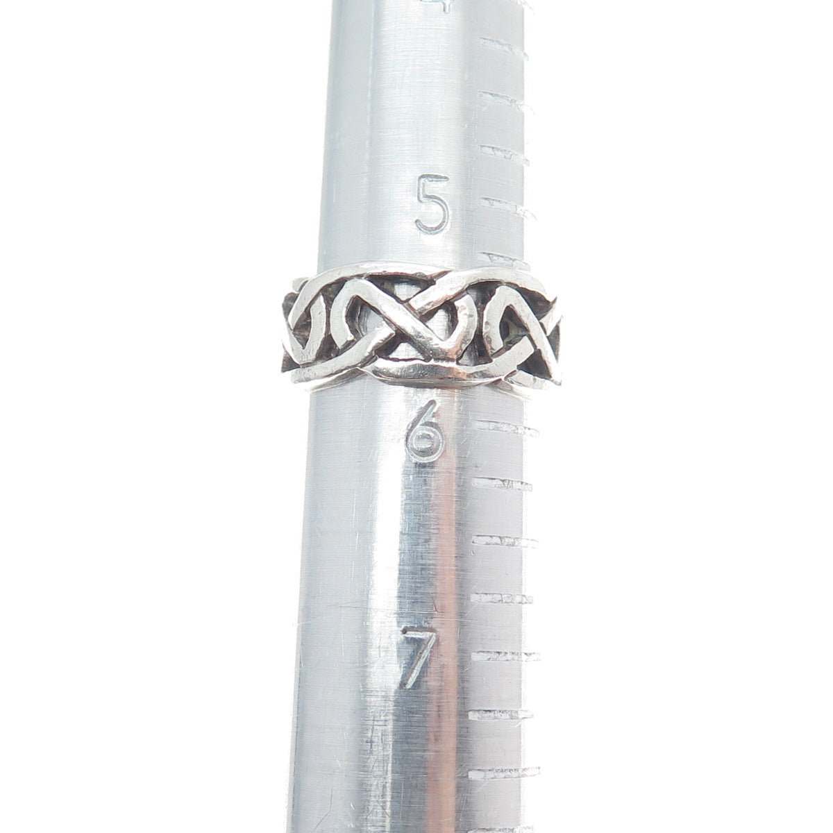 925 Sterling Silver Vintage JC Dublin Celtic Knot Oxidized Band Ring Size 5.75