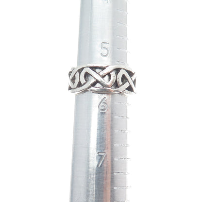 925 Sterling Silver Vintage JC Dublin Celtic Knot Oxidized Band Ring Size 5.75