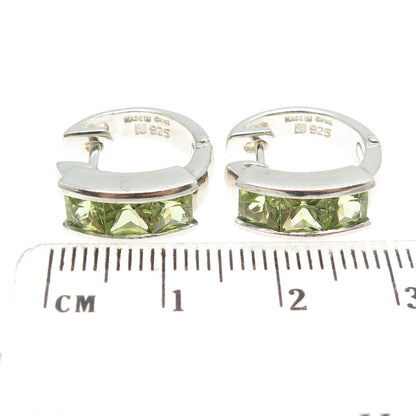 MICHELLE ALBALA 925 Sterling Silver Vintage Real Peridot Gem Huggie Earrings