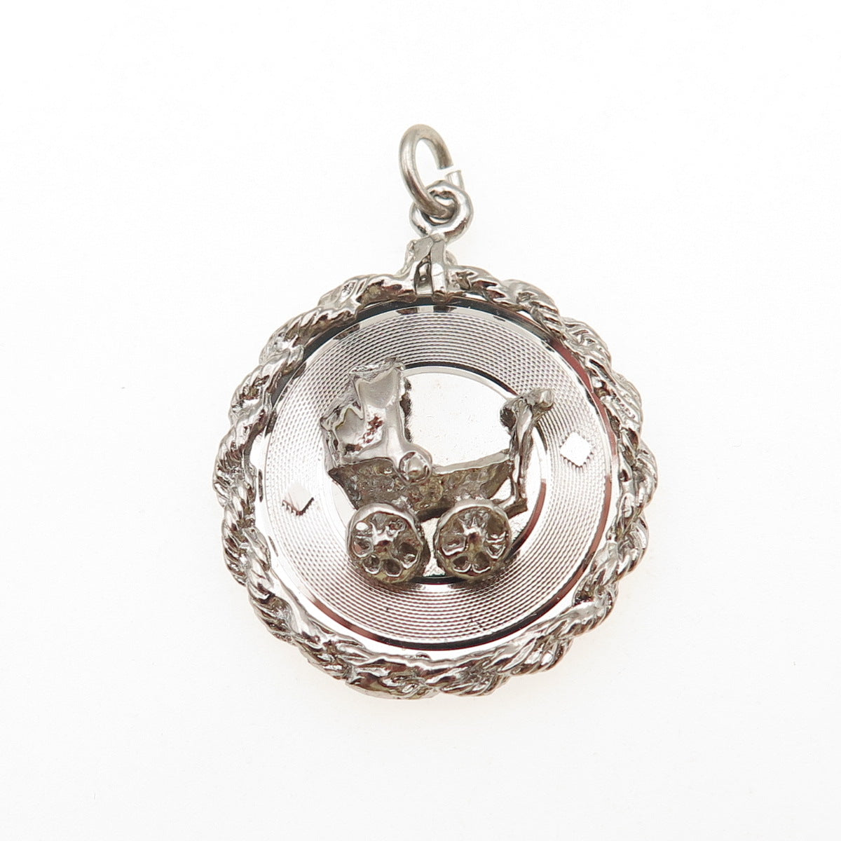 925 Sterling Silver Vintage Baby Stroller Charm Pendant